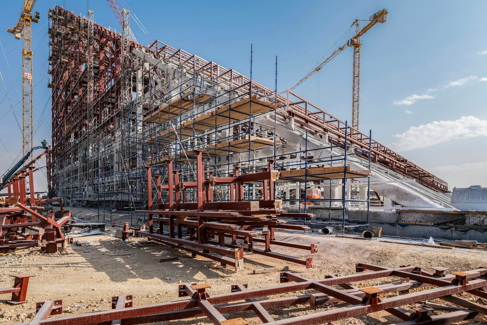 Steel frame of a building under construction