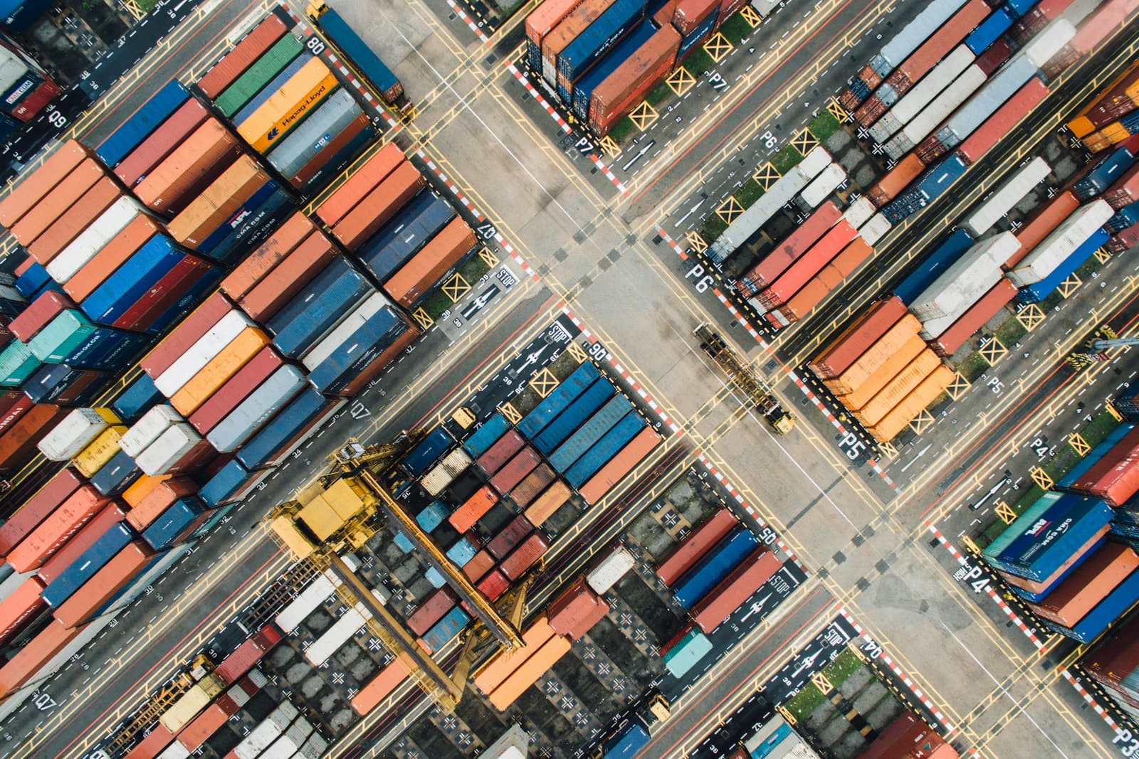 Container port seen from the air