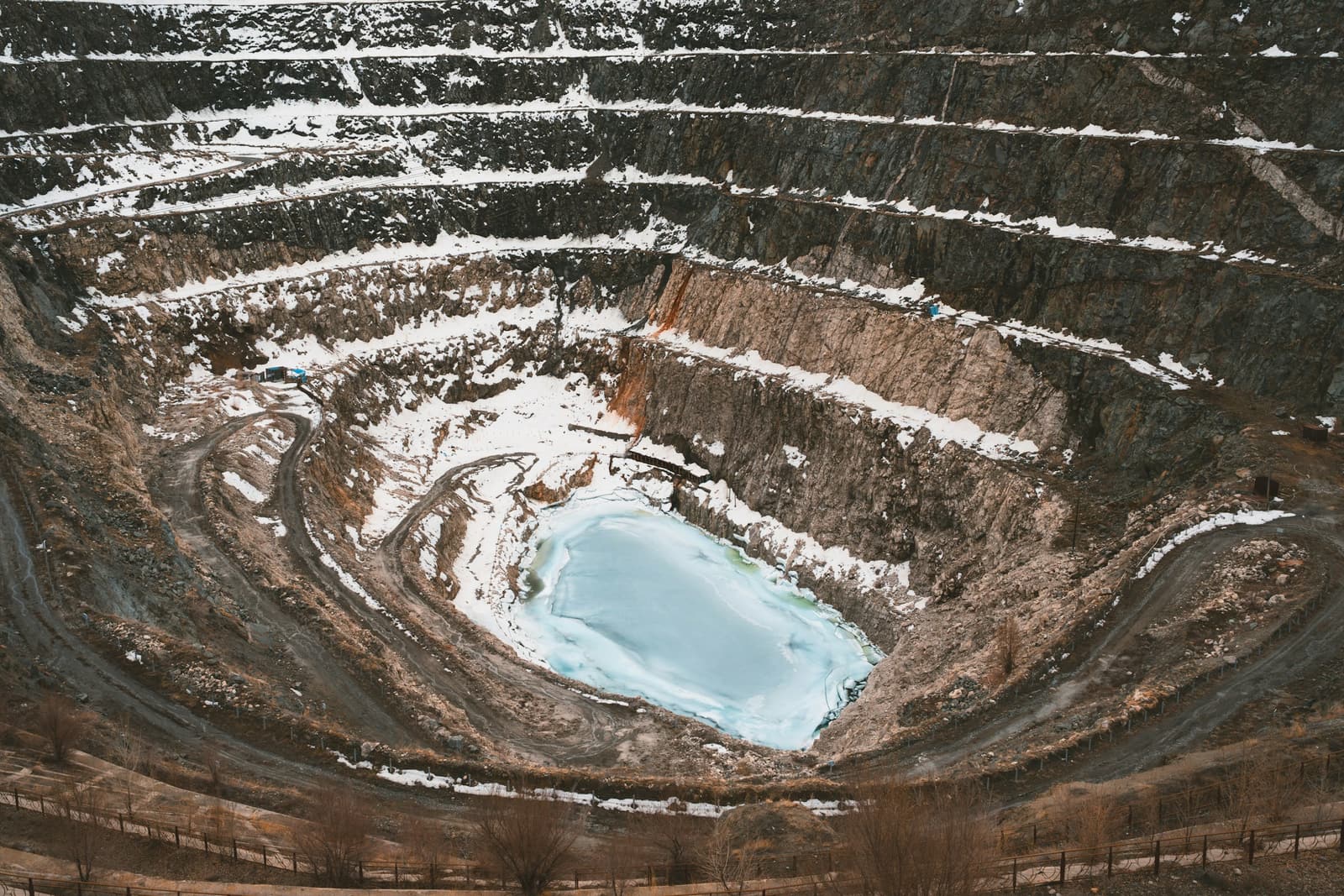 Aerial view of an open-pit mine